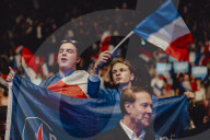 Marine Le Pen et Jordan Bardella lors du meeting du RN (Rassemblement National) au Palais Nikaia à Nice
