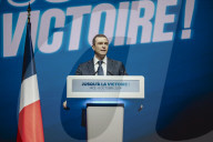 Marine Le Pen et Jordan Bardella lors du meeting du RN (Rassemblement National) au Palais Nikaia à Nice