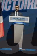Marine Le Pen et Jordan Bardella lors du meeting du RN (Rassemblement National) au Palais Nikaia à Nice