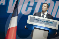 Marine Le Pen et Jordan Bardella lors du meeting du RN (Rassemblement National) au Palais Nikaia à Nice