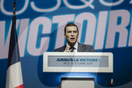Marine Le Pen et Jordan Bardella lors du meeting du RN (Rassemblement National) au Palais Nikaia à Nice