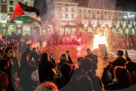 Torino, fiaccolata Palestina libera, Libano libero presso Piazza Castello