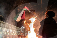 Torino, fiaccolata Palestina libera, Libano libero presso Piazza Castello