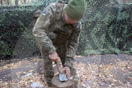 Ukrainian artillery crew at positions in Kharkiv region