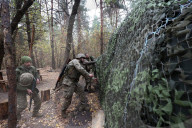 Ukrainian artillery crew at positions in Kharkiv region