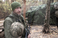 Ukrainian artillery crew at positions in Kharkiv region