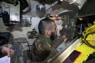 Ukrainian artillery crew at positions in Kharkiv region