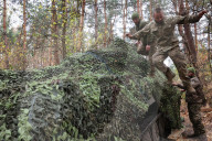 Ukrainian artillery crew at positions in Kharkiv region