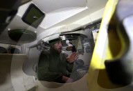 Ukrainian artillery crew at positions in Kharkiv region