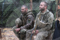 Ukrainian artillery crew at positions in Kharkiv region
