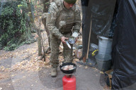 Ukrainian artillery crew at positions in Kharkiv region