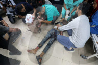 Injured Palestinians at hospital after Israeli strike
