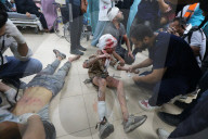 Injured Palestinians at hospital after Israeli strike