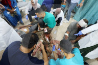 Injured Palestinians at hospital after Israeli strike