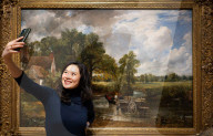 John Constable's The Hay Wain at the National Gallery, Sunley Room, London, UK.