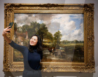John Constable's The Hay Wain at the National Gallery, Sunley Room, London, UK.