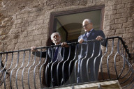 Roma - Il regista Francis Ford Coppola con il Sindaco Roberto Gualtieri in attesa di ricevere la Lupa Capitolina in Campidoglio