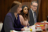 Rachel Reeves UK Chancellor of the Exchequer holds a business breakfast with asset managers