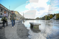 Torino - La situazione del fiume Po ad altezza dei Murazzi dopo le pesanti precipitazioni