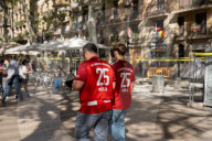 Barcelona - Bayern supporters are seen around Barcelona