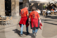 Barcelona - Bayern supporters are seen around Barcelona