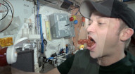 Eating ketchup in space