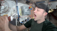 Eating ketchup in space