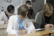 Students participate in Ukrainian-language 'Radio Dictation of National Unity' event