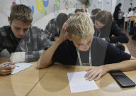 Students participate in Ukrainian-language 'Radio Dictation of National Unity' event