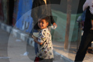 Displaced Palestinian children in shelter