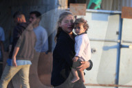 Displaced Palestinian children in shelter