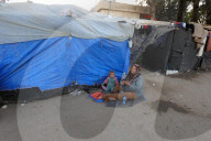Displaced Palestinian children in shelter