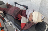 Wounded Palestinians arrive hospital