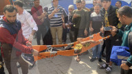 Wounded Palestinians arrive hospital