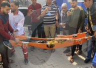 Wounded Palestinians arrive hospital