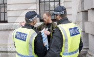 Protestors from Unite Against Racism's  counterprotest National Demo Stop Tommy Robinson - Stop the Far Right - supported by many Unions in Whitehall, Westminster, London, UK.