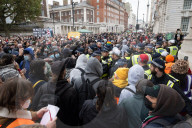 Protestors from Unite Against Racism's  counterprotest National Demo Stop Tommy Robinson - Stop the Far Right - supported by many Unions in Whitehall, Westminster, London, UK.