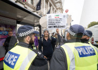 Protestors from Unite Against Racism's  counterprotest National Demo Stop Tommy Robinson - Stop the Far Right - supported by many Unions in Whitehall, Westminster, London, UK.