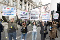 Protestors from Unite Against Racism's  counterprotest National Demo Stop Tommy Robinson - Stop the Far Right - supported by many Unions in Whitehall, Westminster, London, UK.