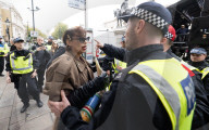 Protestors from Unite Against Racism's  counterprotest National Demo Stop Tommy Robinson - Stop the Far Right - supported by many Unions in Whitehall, Westminster, London, UK.