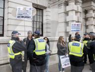 Protestors from Unite Against Racism's  counterprotest National Demo Stop Tommy Robinson - Stop the Far Right - supported by many Unions in Whitehall, Westminster, London, UK.