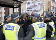 Protestors from Unite Against Racism's  counterprotest National Demo Stop Tommy Robinson - Stop the Far Right - supported by many Unions in Whitehall, Westminster, London, UK.