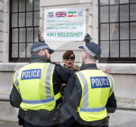 Protestors from Unite Against Racism's  counterprotest National Demo Stop Tommy Robinson - Stop the Far Right - supported by many Unions in Whitehall, Westminster, London, UK.