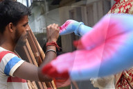 Painting Hindu goddess Kali idols