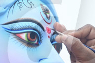 Painting Hindu goddess Kali idols