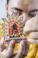 Goddess Kali miniature art made on matchsticks