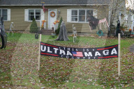 Pro Trump lawn signs in New Hampshire