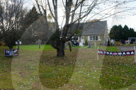 Pro Trump lawn signs in New Hampshire