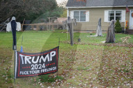 Pro Trump lawn signs in New Hampshire
