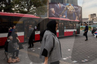 Iranian women wearing headdress on the street